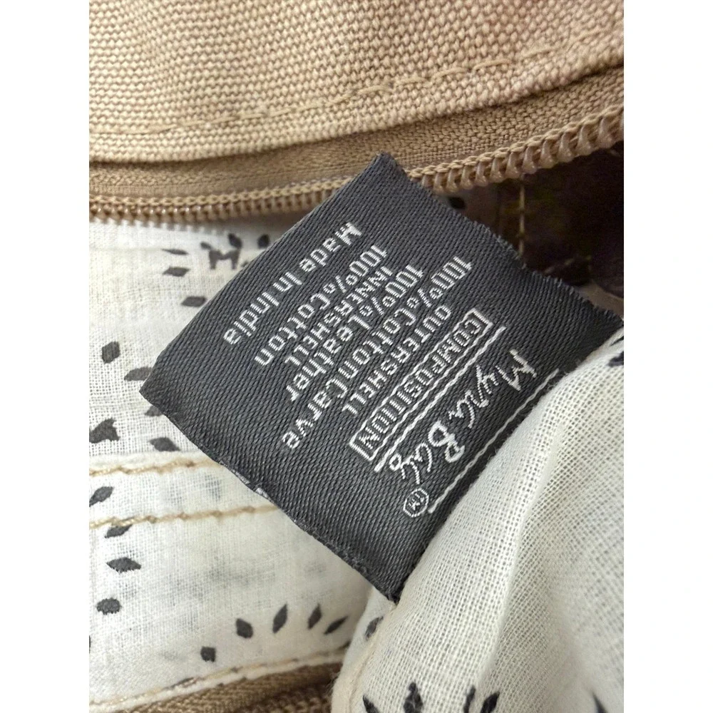 Myra Bag Canvas Leather Cafes Legumes Graphic Tote Shoulder Bag Tan Star Key